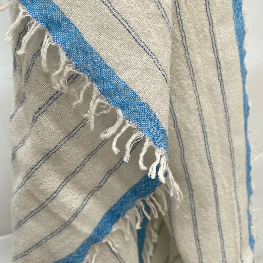 New J. Crew Lightweight Wool Scarf Striped With Eyelash Fringe - Picture 7 of 7